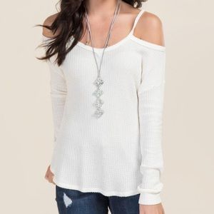 Alya MAROON Cold Shoulder Waffle Top, size XS.